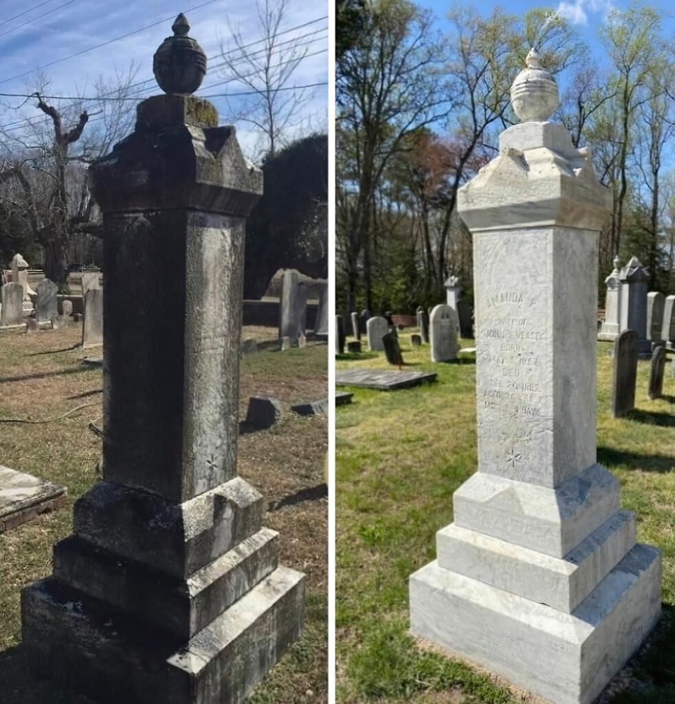 Before and after Monument cleaning Coolspring cemetery